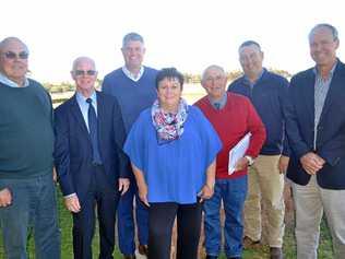 LEADERS: Regional mayors in Charleville for the Southwest Queensland Local Government Association conference  (from left) Lindsay Godfrey (Paroo Shire),  Richard Marsh (Balonne), Local Government Minister Stirling Hinchliffe,  Annie Liston (Murweh), Tractor Ferguson (Bulloo), Tyson Golder (Maranoa) and Stuart Mackenzie (Quilpie). Picture: Molly Hancock