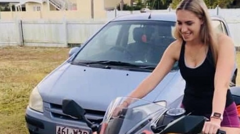 Jennifer Board on the motorcycle she was riding when she was struck and killed in Townsville.
