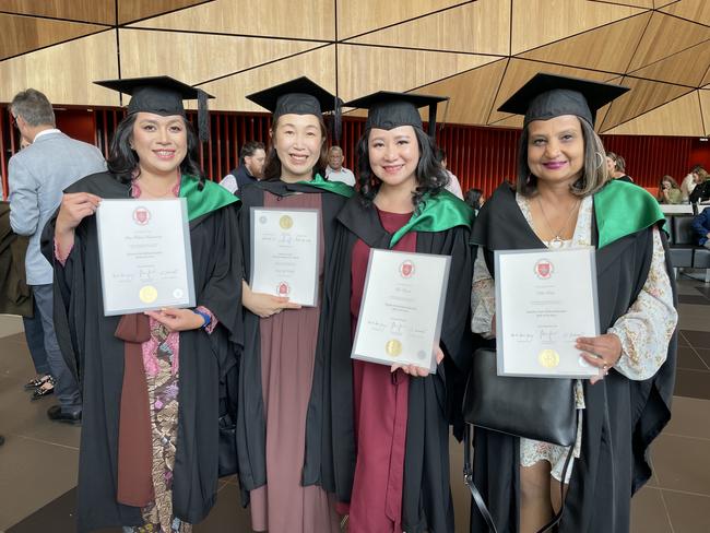 Irene Kusumawaty, Young Sun Park, Zita Nugroke, and Neha Patel graduated from Australian Catholic University with a Bachelor's in Early Childhood (Education). Photo: Himangi Singh.