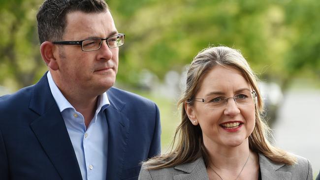 Former Victorian premier Daniel Andrews and incumbent Jacinta Allan. Picture: Josie Hayden