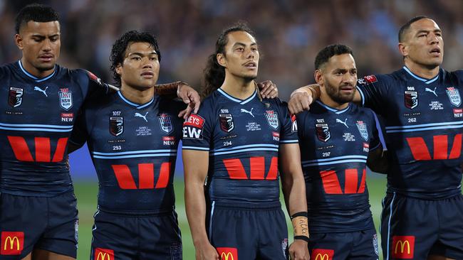 NSW’s navy-blue jersey is not a hit with fans. Picture: Getty