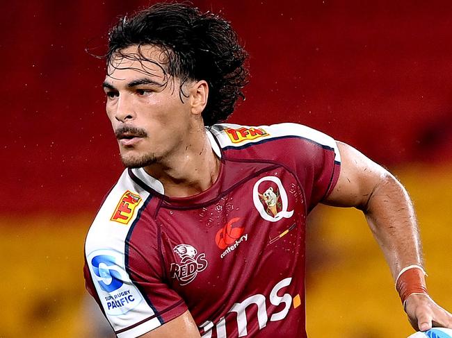 BRISBANE, AUSTRALIA - FEBRUARY 24: Jordan Petaia of the Reds in action during the round one Super Rugby Pacific match between Queensland Reds and NSW Waratahs at Suncorp Stadium, on February 24, 2024, in Brisbane, Australia.  (Photo by Bradley Kanaris/Getty Images)