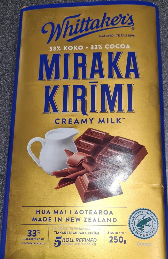 New Zealand chocolate brand Whittaker’s has released a special label using the official Maori language, te reo. Picture: Twitter