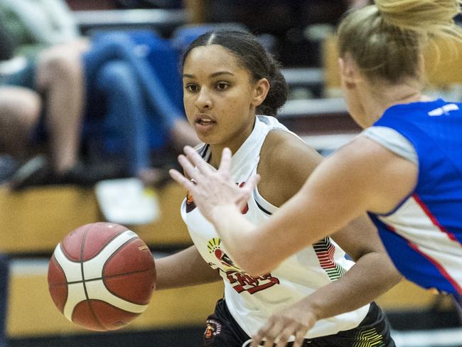 Lulu Twidale of SD Spartans against Toowoomba Mountaineers in Queensland State League Division 1 womens basketball round one at USQ's Clive Berghofer Recreation Centre, Sunday, May 16, 2021. Picture: Kevin Farmer