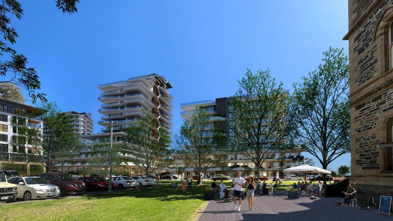 An artist impression of what the four apartment buildings would look like. Picture: Hames Sharley / URPS