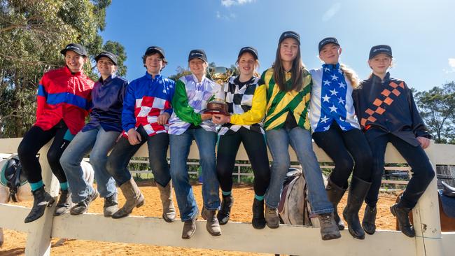 Ballarat, VIC: Pupils of the Ajay Equestrian Centre look after the Cup after training. Picture: Jay Town