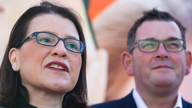 Health Minister Jenny Mikakos and Premier Daniel Andrews. Picture: Sarah Matray