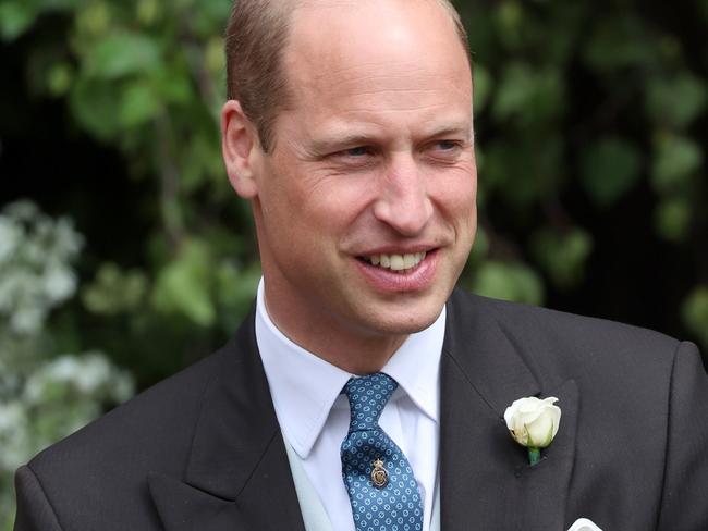 CHESTER, ENGLAND - JUNE 07: Prince William, Prince of Wales smiles after the wedding ceremony of Hugh Grosvenor, Duke of Westminster and Olivia Grosvenor, Duchess of Westminster at Chester Cathedral on June 07, 2024 in Chester, England. (Photo by Chris Jackson/Getty Images)