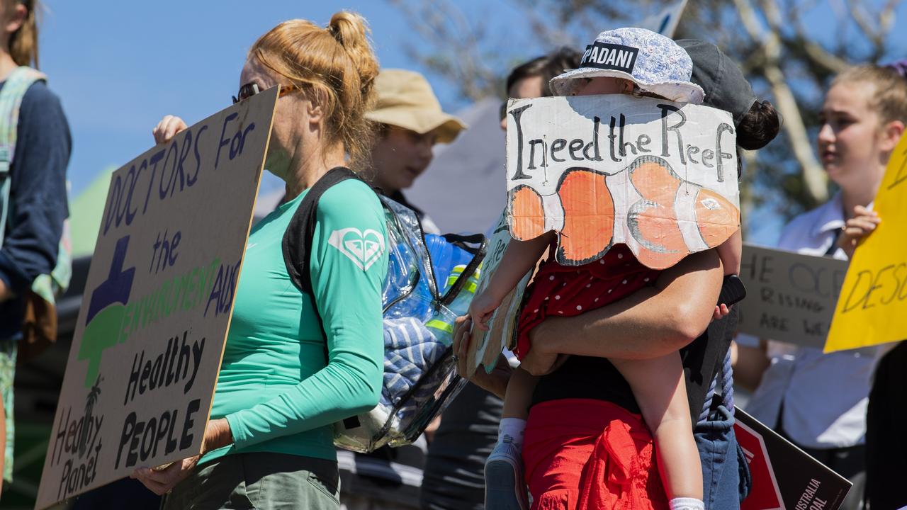 Gold Coast school students at a climate change protest outside the Varsity Lakes office of Minister Karen Andrews. Picture: Bond Newsroom