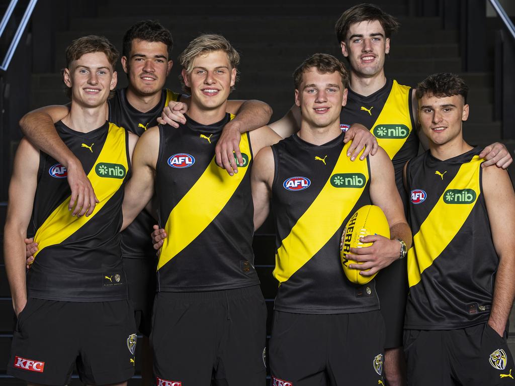 Richmond’s draft crop, headlined by No.1 pick Sam Lalor. Picture: Daniel Pockett/Getty Images