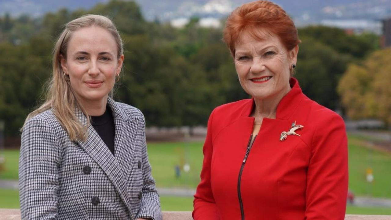 Outgoing One Nation MLC Sarah Game (left) with party leader Pauline Hanson at Colonel Light's Lookout. Picture: Supplied