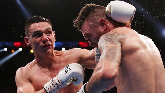 Tim Tszyu was too strong for Dwight Ritchie in their WBO Global and IBF Australasian super welterweight title fight in Sydney. Picture: Getty Images