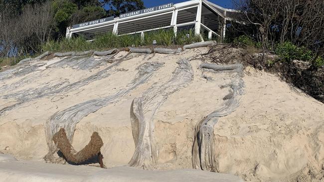 Erosion continues to plague Main Beach and Clarkes Beach in Byron Bay, pictured on June 7 2021. Picture: Liana Boss