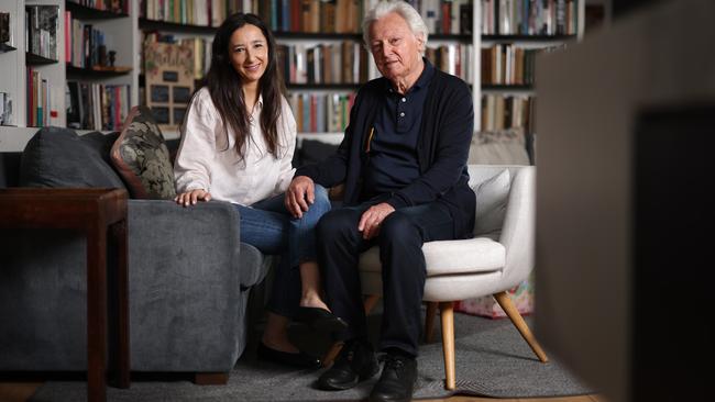 Michelle Lesh and Raimond Gaita, who are the wife and stepfather-in-law of Mark Raphael Baker, at home in St Kilda, Melbourne. Picture: Alex Coppel