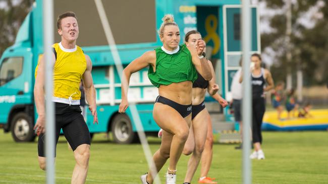 Olivia Matzer wins the open 120m final at 2021 Postle Gift Raceday at Club Pittsworth, Saturday, October 30, 2021. Picture: Kevin Farmer