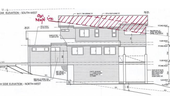 Designs of the Yamba St house which will exceed current height limits by almost three metres.