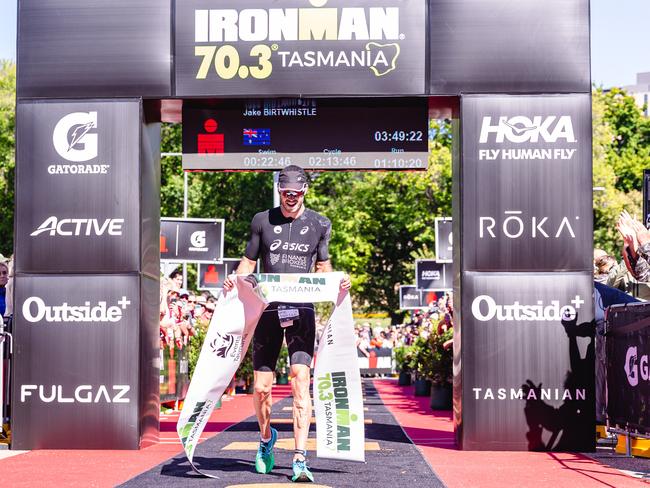 Ironman 70.3 Tasmania menÃ•s professional winner, Jake Birtwhistle. Picture: Linda Higginson