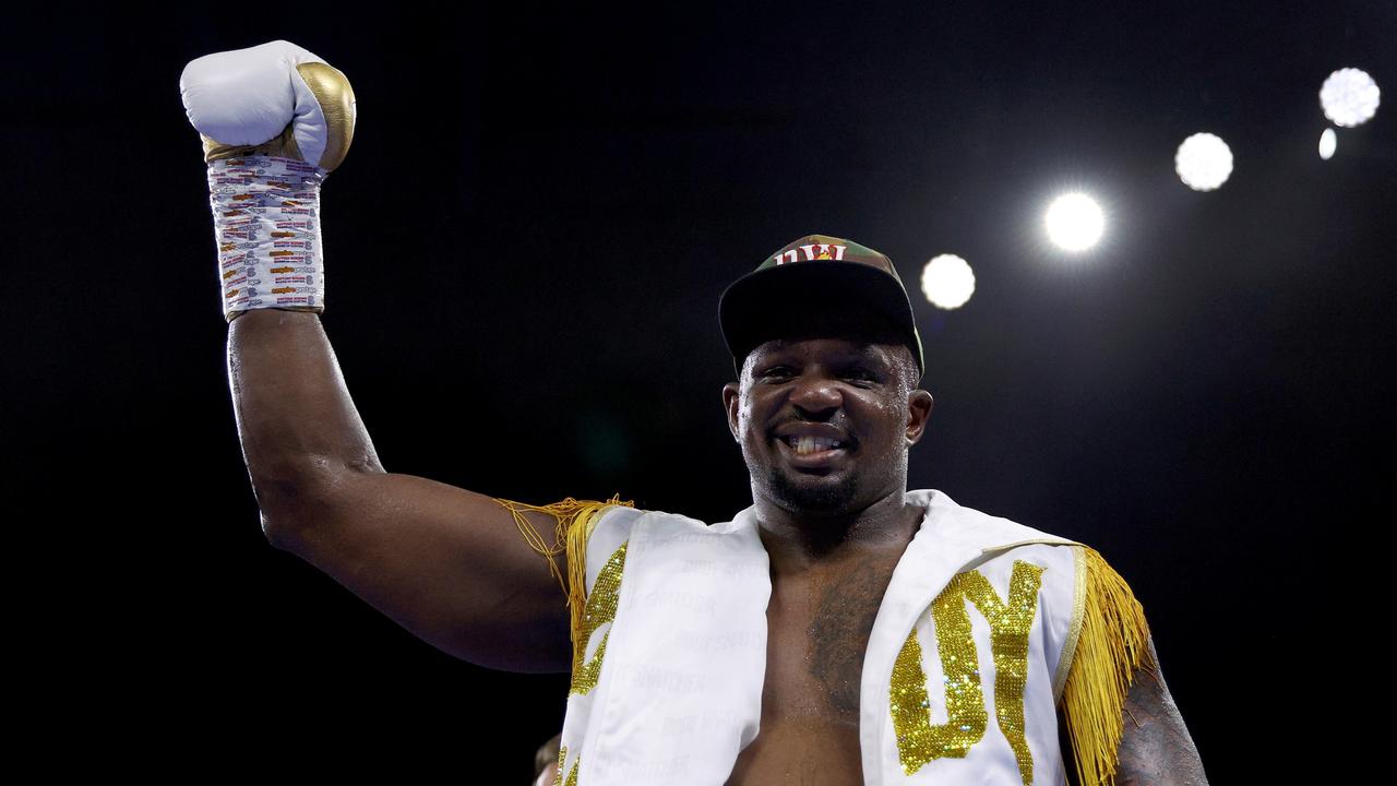 LONDON, ENGLAND - NOVEMBER 26: Dillian Whyte of Great Britain cheers after defeating Jermaine Franklin of the United States by points during their International Heavyweight fight at OVO Arena Wembley on November 26, 2022 in London, England. (Photo by Andrew Redington/Getty Images)