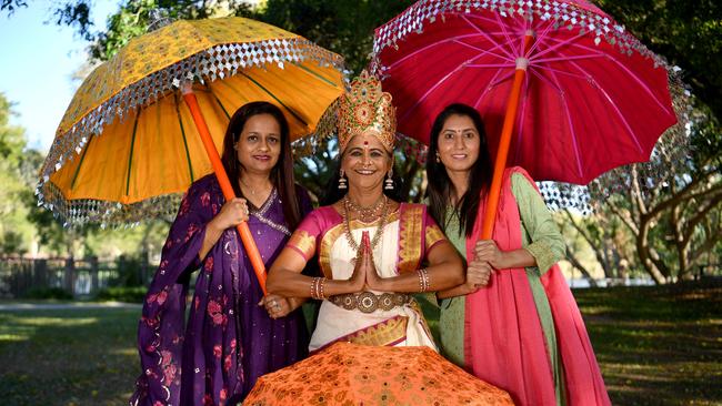 IndiaFest was counting on grant funding for this year’s event. Bharvi Patel, Dr Geetha Sadagopan and Nilpa Keshwala. Picture: Evan Morgan