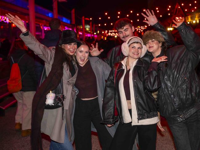 Charlotte Boote, Ciaran Marshall, Harry Sandford, Jasmine Sucic and Lucy Roberts at Winter Feast 2025 in Hobart. Picture: Caroline Tan