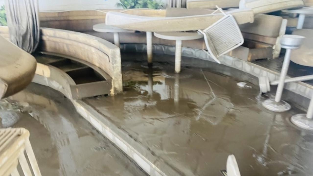 Some of the flood damage at Opa Mezze and Bar in Brisbane's CBD.