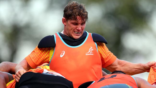 Wallabies captain Michael Hooper at training in Odawara. Picture: Getty Images