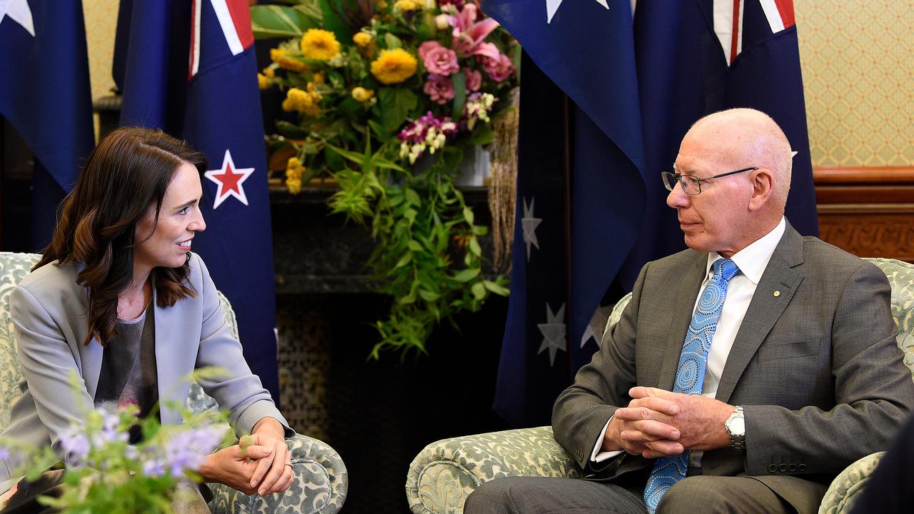 New Zealand Prime Minister Jacinda Ardern (left) meets Australia's Governor-General David Hurley at Admiralty House in Sydney in February, 2020. Picture: AAP Image