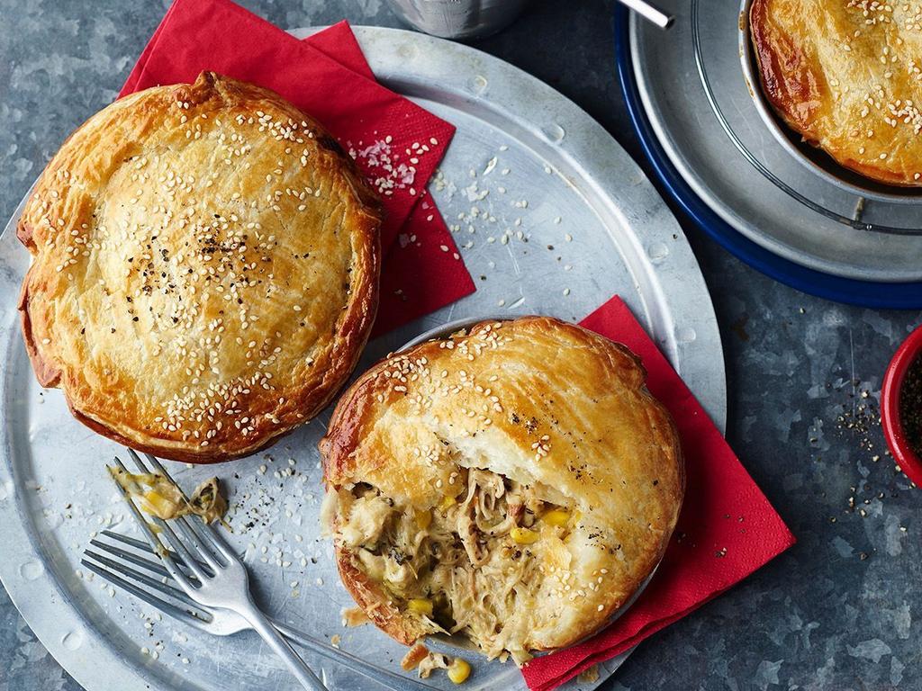 Chicken, leek and sweetcorn pie.