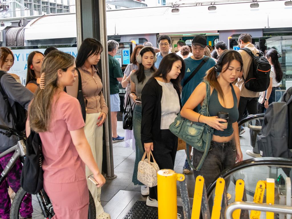 Commuters at Chatswood train station during the current industrial action. Picture: Thomas Lisson