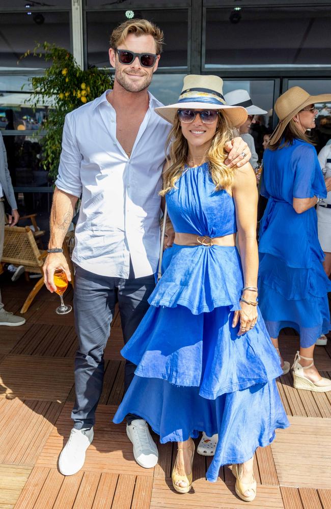 Chris Hemsworth and Elsa Pataky at the Magic Millions showjumping and polo. Picture: Luke Marsden.