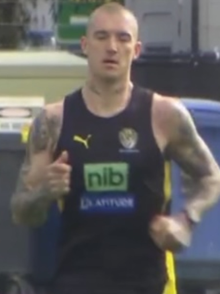 Dustin Martin has returned to the training track.