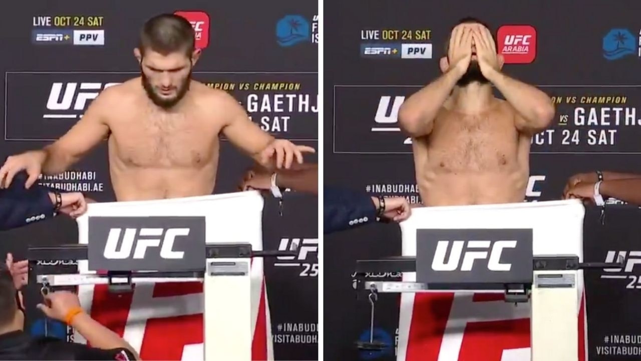 Khabib was naked and relieved at the weigh-in.