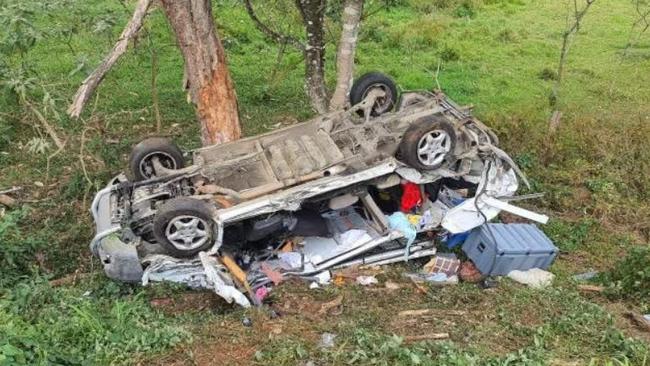 A man was rushed to hospital after crashing down a four-metre embankment near Maleny.