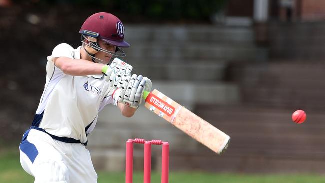 GPS first XI cricket - The Southport School vs Brisbane Grammar School at Village Green, 2 Winchester Street, Southport. TSS batsman Justin Faber. (Photo/Steve Holland)