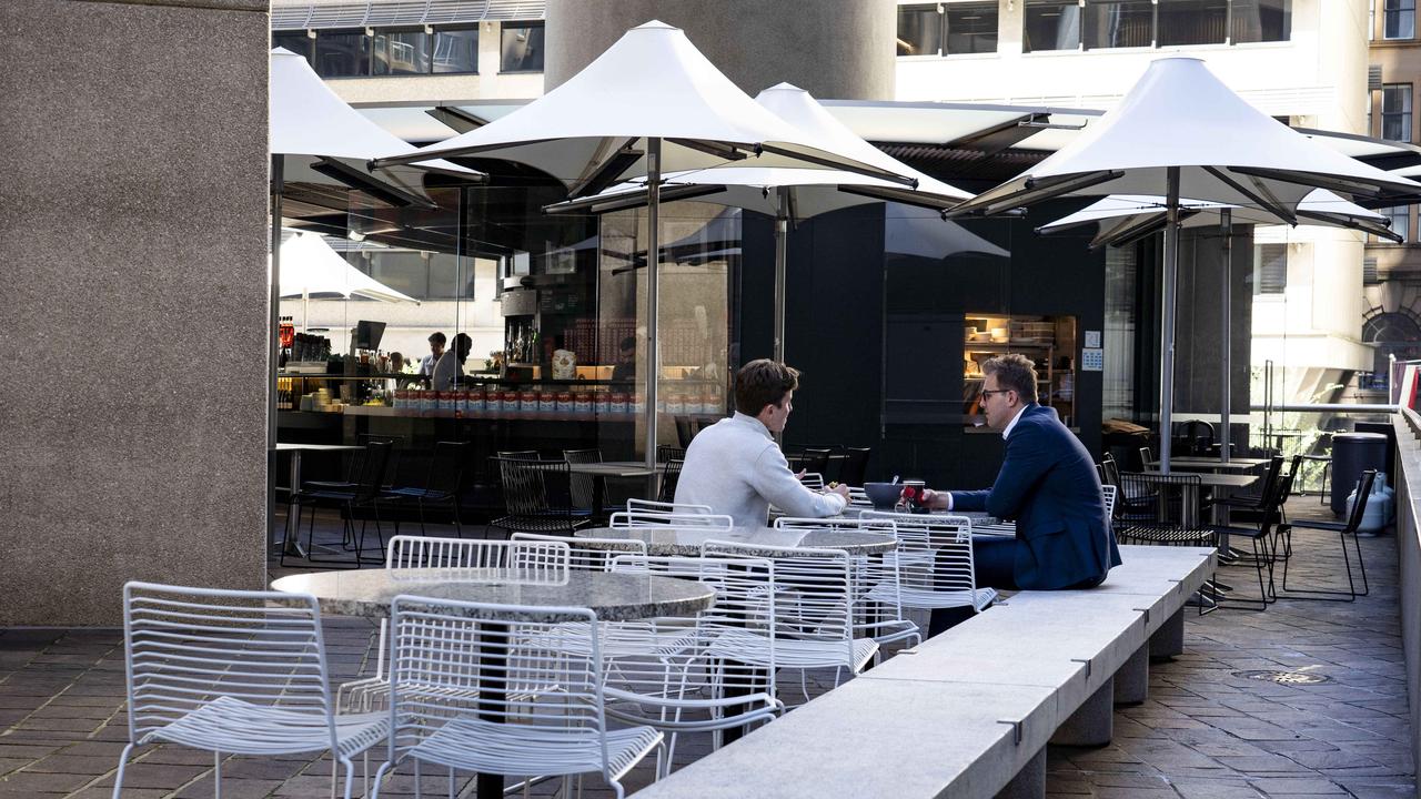 An increasing number of empty chairs and tables are evident across Sydney's CBD during weekday lunchtimes. Photo: Tom Parrish