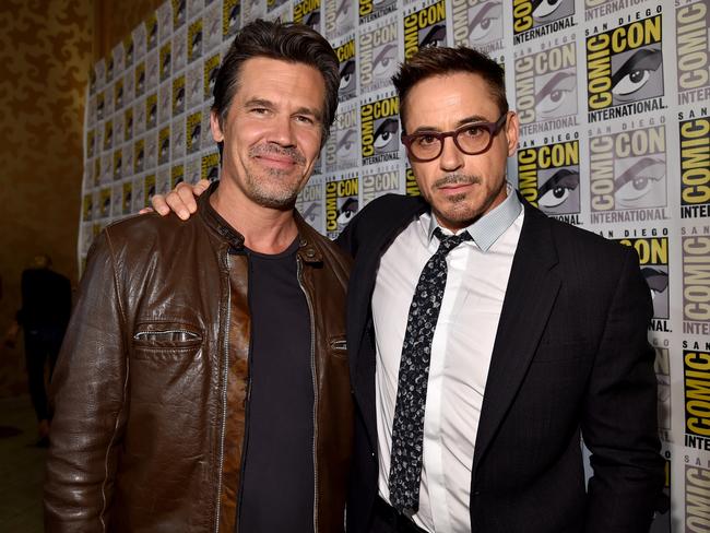 Actors Josh Brolin and Robert Downey Jr. attend Marvel’s Hall H Press Line for “Ant-Man” and “Avengers: Age Of Ultron” during Comic-Con International 2014. Picture: Getty