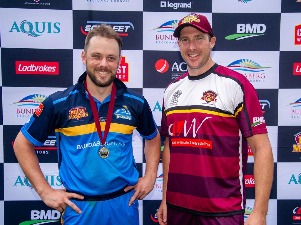 Gold Coast Thunder man of the match Kevin Chapman after winning the Bulls Masters Country Challenge T20 title at the Gabba. Picture: ROBERT JONES/ACTION PHOTOS