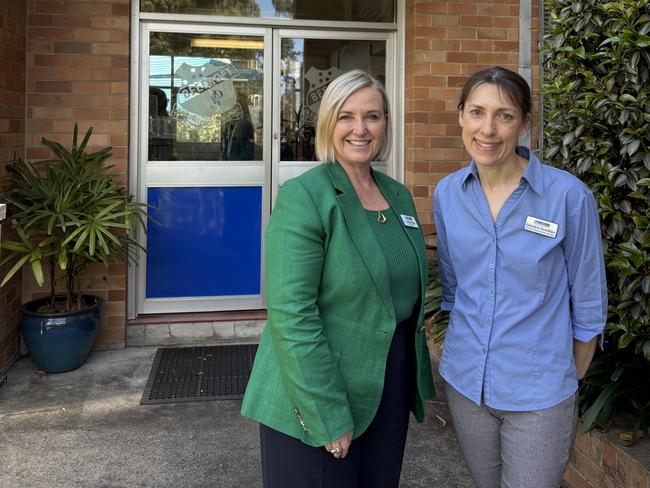 Beecroft Public School principal Tanya Rose (green jacket) and School Administrative Manager Deirdre Familton. Picture: Supplied