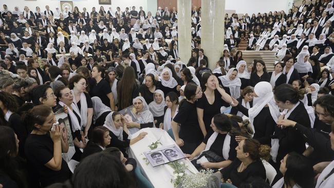 Thousands gathered for the funeral of the children killed in Golan Heights. Picture: Getty Images