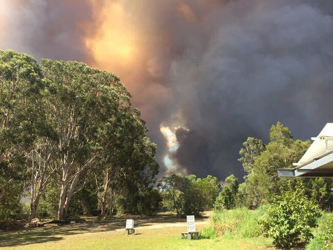 The fire moves closer to homes on Noosa's North Shore. Picture: RACQ