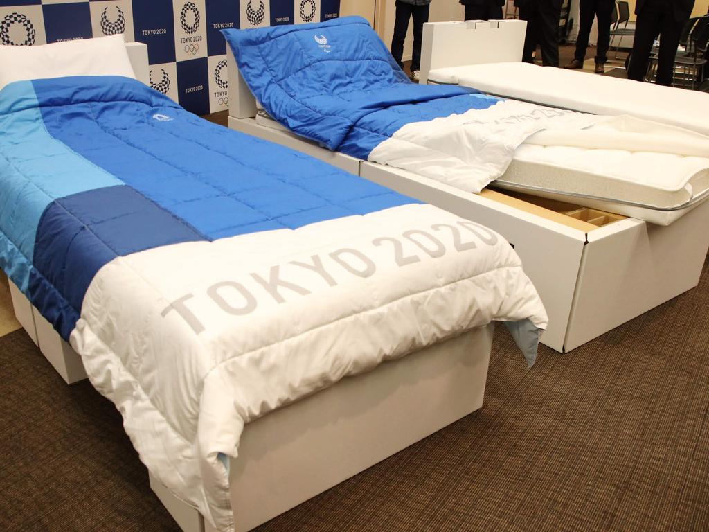 Beds made of cardboards for the Tokyo 2020 Olympic and Paralympic Village.