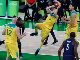 Matthew Dellavedova in action during the Rio Olympics 2016 Men's Basketball game between the Australian Boomers and the USA Dream Team at Carioca Arena. Pics adam Head