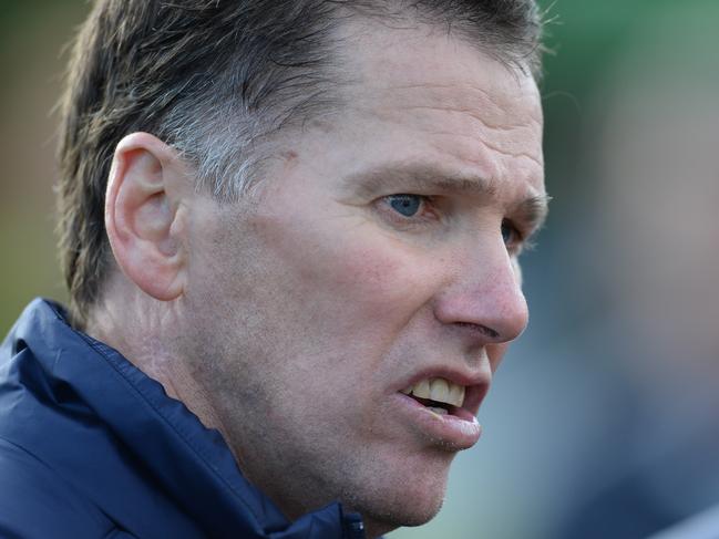 Russell Barnes coaching the VAFA Premier B-Division 4 representative side against WAAFL in 2018.