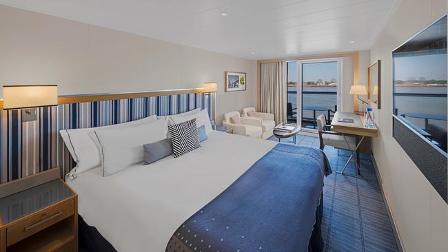 On boardViking’s interiors are some of the most attractive of any ships: cool, crisp and Nordic. The Explorers’ Lounge at the bow of the ship on Deck 2 is particularly charming; dappled with a fresh blue-and-white colour scheme, edged by a galaxy-patterned light instalment and bathed in sunshine during the day.Don’t expect to find anything gaudy or gilt in the 193 staterooms, either, the look here is all about clean lines and pretty practicality. Every one is river-facing; the entry-level staterooms have french balconies, while the top-level Explorer Suite includes a wraparound balcony and a private dining room.