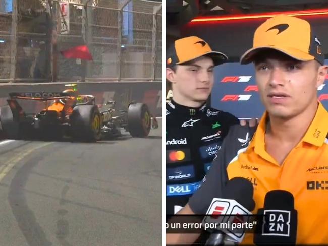 Oscar Piastri showed Lando Norris some support after the crash. Photo: X and @F1.