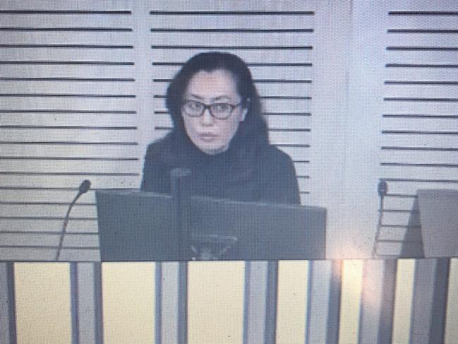 Screen grab of Maggie Wang on the stand at ICAC.