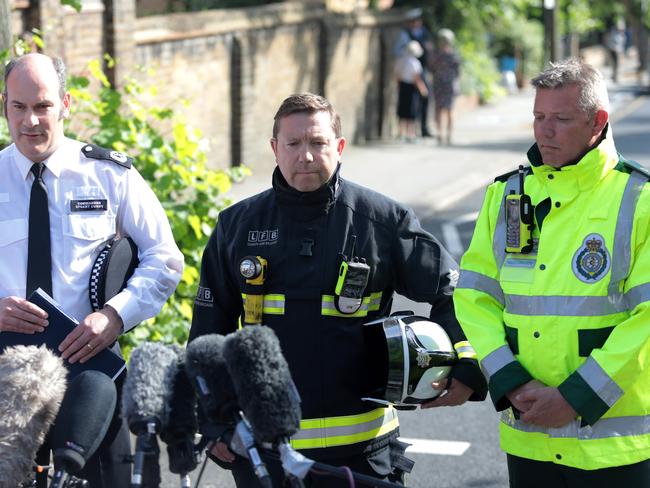 Commander Stuart Cundy of Met Police, Steve Apter of London Fire Brigade at a press conference near the 24 storey residential Grenfell Tower. Picture: Getty