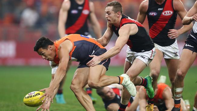 Dylan Shiel is harassed by Devon Smith.