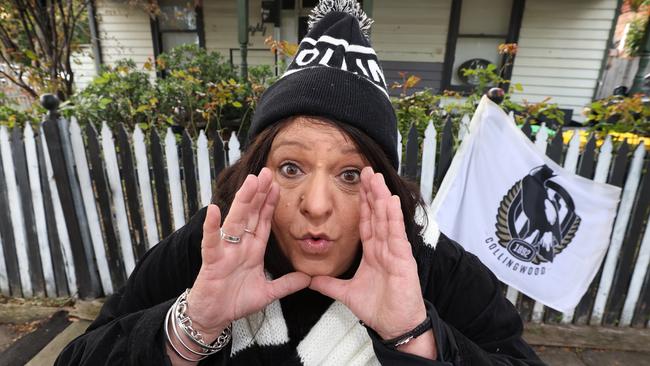 Collingwood supporter Voula Bitsikas will not be silenced at the footy. Picture: David Caird