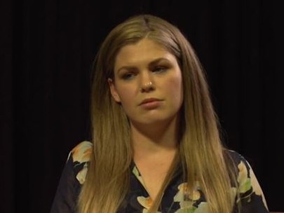 Belle Gibson looking contrite … but she hasn’t paid a cent of the fines imposed on her.